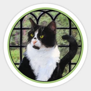 Tuxedo Cat in Window Sticker